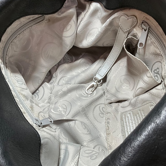 BRIGHTON Python Embossed Shoulder Bag Gray / Black Genuine Leather Braided Strap - Picture 12 of 13